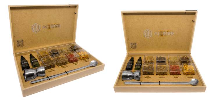Kit Gin com especiarias, xarope, colher e dosador