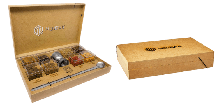 Kit Gin com especiarias, colher e dosador