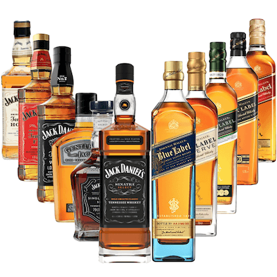 Combo com várias garrafas de whisky